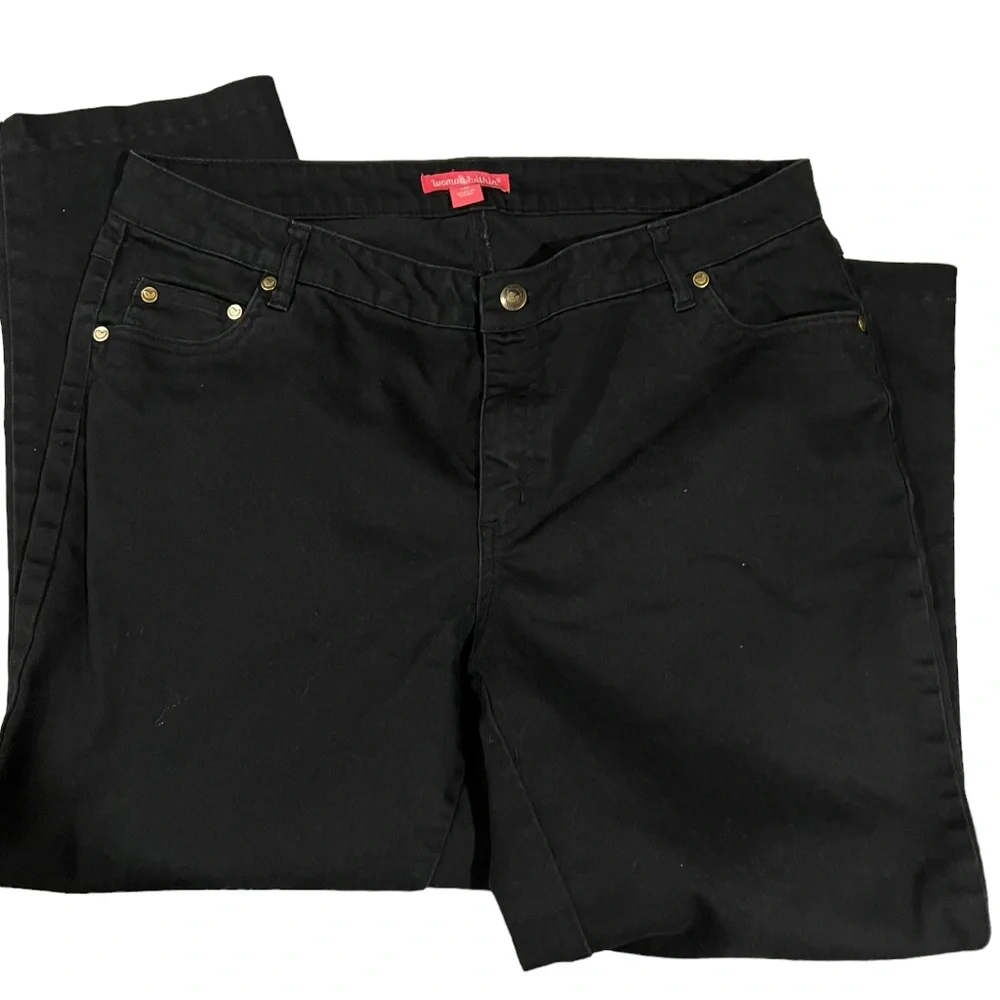Woman Within Black Jeans 5 Pocket style w Stretch size 14W 25" Inseam Boot Cut - Picture 5 of 9